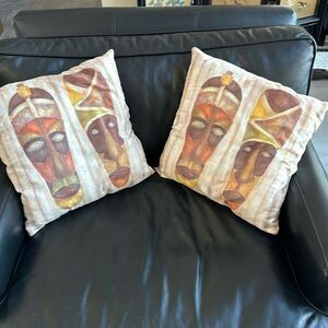 Tribal faces print throw pillows